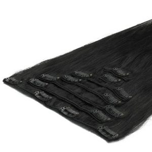 Clip In Extensions 50cm 70g 1B Natürliches Schwarz-0